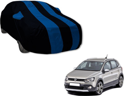 Amanzo Car Cover For Volkswagen Polo Cross (With Mirror Pockets)(Black, Blue)