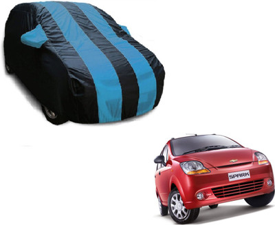 Flipkart SmartBuy Car Cover For Chevrolet Spark (With Mirror Pockets)(Black, Blue)