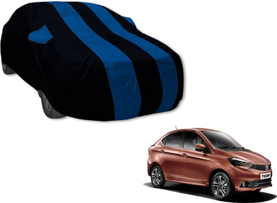 Auto Hub Car Cover For Tata Tigor (With Mirror Pockets)(Black, Blue)