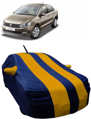 MoTRoX Car Cover For Volkswagen Vento (With Mirror Pockets)(Orange)