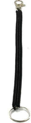 faynci Spiral Plastic Key Chain Black 30 CM with Stretchable String Clip Holder Key Chain