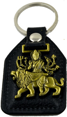 faynci Durga Devi Mata Antique Golden Leather Key Chain Key Chain