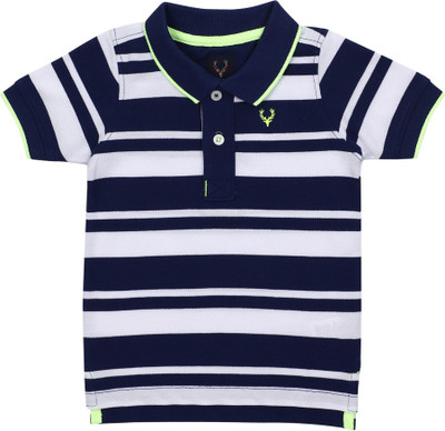 Allen Solly Boys Striped Cotton Blend T ShirtBlue Pack of 1