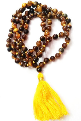 MORMUKUT Tiger Eye 108 Bead Healing Crystal Mala (Bead Size 6 mm) Crystal Necklace