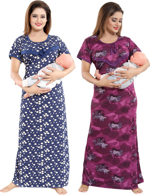 Glam World Women Nighty Set(Multicolor)