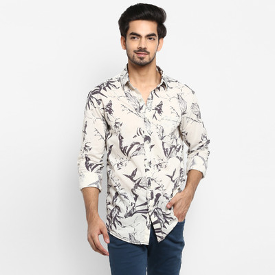 mufti-men-printed-casual-beige-shirt-1