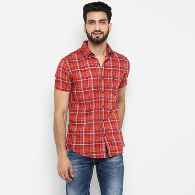 mufti-men-checkered-casual-red-shirt-2