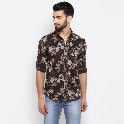 mufti-men-printed-casual-brown-shirt-1