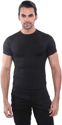 Just Rider Solid Men Round Neck Black T-Shirt