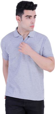 stars collection Self Design Men Polo Neck Grey T-Shirt