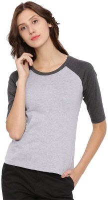 CAMPUS SUTRA Casual Raglan Sleeve Color Block Women Grey Top