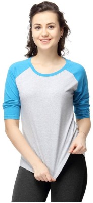 CAMPUS SUTRA Casual Raglan Sleeve Color Block Women Blue, Grey Top