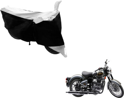 MOCKHE Two Wheeler Cover for Royal Enfield(Classic 500, Black, Silver)