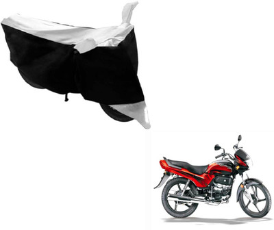 MOCKHE Two Wheeler Cover for Hero(Passion Plus, Black, Silver)