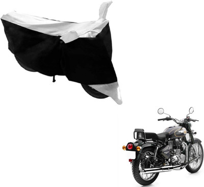 MOCKHE Two Wheeler Cover for Royal Enfield(Bullet 500, Black, Silver)