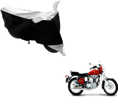 MOCKHE Two Wheeler Cover for Royal Enfield(Black, Silver)