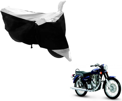 MOCKHE Two Wheeler Cover for Royal Enfield(Black, Silver)