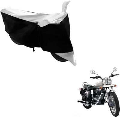 MOCKHE Two Wheeler Cover for Royal Enfield(Bullet 350, Black, Silver)