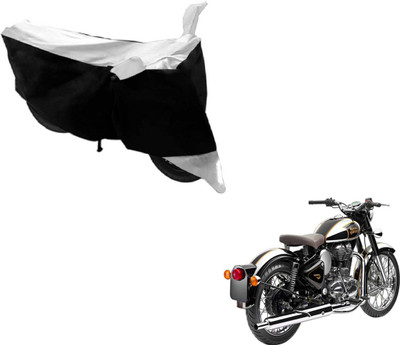 MOCKHE Two Wheeler Cover for Royal Enfield(Classic Chrome, Black, Silver)