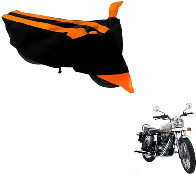 Amanzo Two Wheeler Cover for Royal Enfield(Bullet 350, Black, Orange)