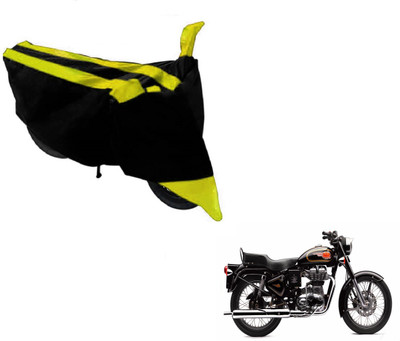 MOCKHE Two Wheeler Cover for Royal Enfield(500, Black, Yellow)