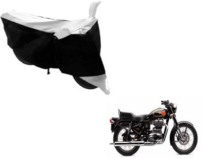 Amanzo Two Wheeler Cover for Royal Enfield(500, Black, Silver)