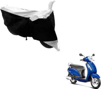 MOCKHE Two Wheeler Cover for Suzuki(Access, Black, Silver)