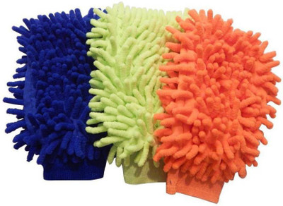 MOCKHE Microfiber Vehicle Washing  Hand Glove(Pack Of 3)