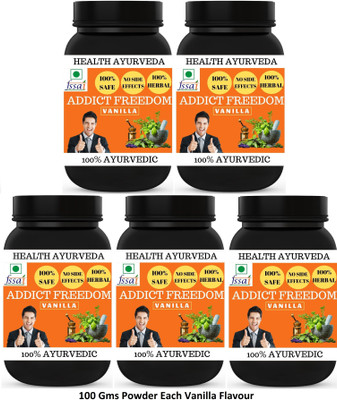 Health Ayurveda Addict From Addiction - Vanilla Flavor - 100 gms Powder (Pack Of 5)(5 x 100 g)