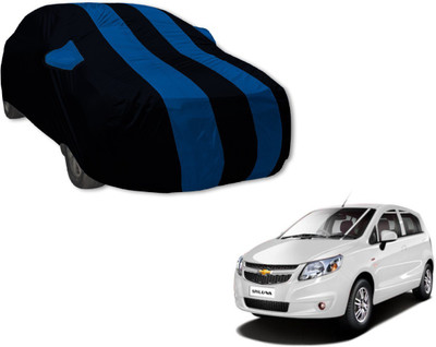 Auto Hub Car Cover For Chevrolet Sail U-VA (With Mirror Pockets)(Black, Blue)