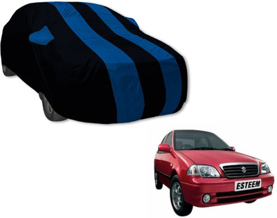 Auto Hub Car Cover For Maruti Suzuki Esteem (With Mirror Pockets)(Black, Blue)
