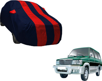 Auto Hub Car Cover For Toyota Qualis (With Mirror Pockets)(Black, Red)