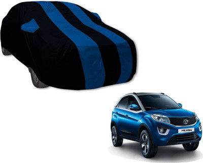 Auto Hub Car Cover For Tata Nexon (With Mirror Pockets)(Black, Blue)