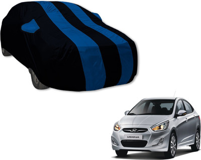 Amanzo Car Cover For Hyundai Fluidic Verna (With Mirror Pockets)(Black, Blue)