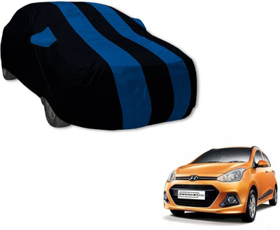 Auto Hub Car Cover For Hyundai Grand i10 (With Mirror Pockets)(Black, Blue)