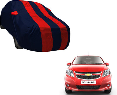 Auto Hub Car Cover For Chevrolet UVA (With Mirror Pockets)(Black, Red)