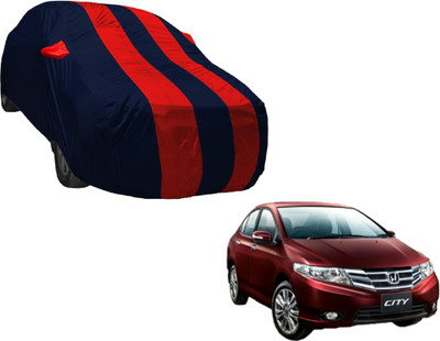 Amanzo Car Cover For Honda City ZX (With Mirror Pockets)(Black, Red)