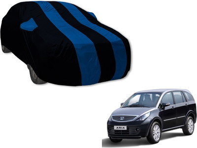 Auto Hub Car Cover For Tata Aria (With Mirror Pockets)(Black, Blue)