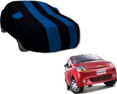 Auto Hub Car Cover For Chevrolet Spark (With Mirror Pockets)(Black, Blue)