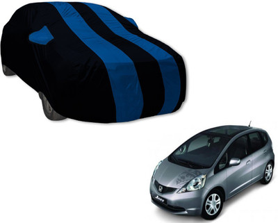 Auto Hub Car Cover For Honda Jazz (With Mirror Pockets)(Black, Blue)