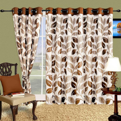 Cortina 270 cm (9 ft) Polyester Long Door Curtain (Pack Of 2)(Printed, Brown) Cortina 270 cm (9 ft) Polyester Long Door Curtain (Pack Of 2)(Printed, Brown)