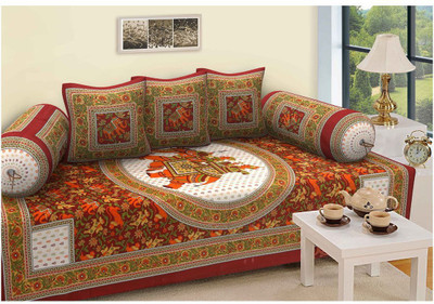 Keyline Cotton Damask Diwan Set(Multicolor)