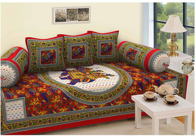Keyline Cotton Damask Diwan Set(Multicolor)