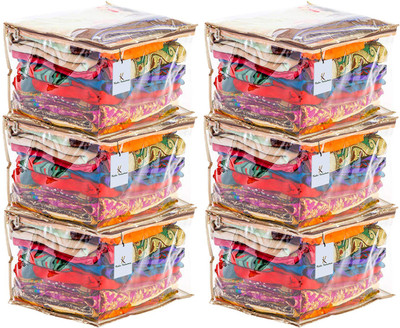 KUBER INDUSTRIES Clear Transparent PVC Saree Cover with Capacity CTKNEW0162(Golden)