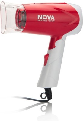 Nova Silky Shine 1300 w Hot and cold Foldable NHP 8103 Hair Dryer(1300 W, Red)