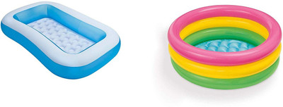 VW Rectangular Pool, with Sunset Glow Pool Combo (Multicolour) Inflatable Swimming Pool(Multicolor)