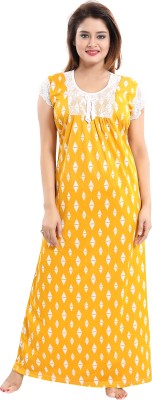 SHOPPING STATION Women Nighty(Yellow)