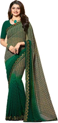 Bombey Velvat Fab Printed Bollywood Georgette, Chiffon Saree(Dark Green)