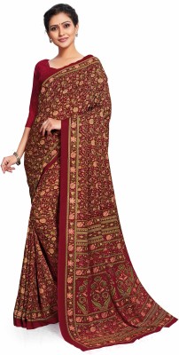 Miraan Printed Daily Wear Crepe Saree(Maroon)