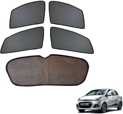 AuTO ADDiCT Side Window, Rear Window Sun Shade For Hyundai Xcent(Black)